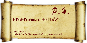 Pfefferman Holló névjegykártya